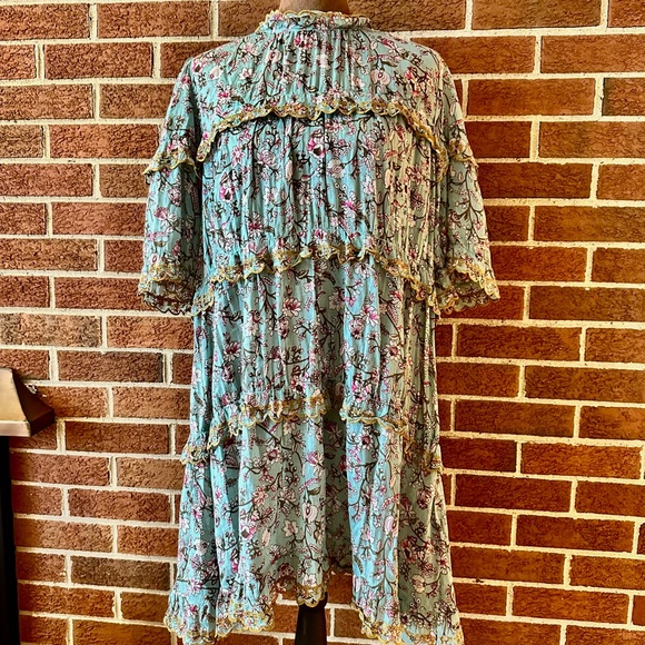 Isabel Marant Dresses & Skirts - Isabel Marant Teal Floral Ruffle Dress (includes slip)